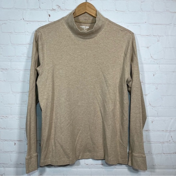 Lands End Turtleneck Womens XL Beige Pullover Stretch Long Sleeve Top - Picture 1 of 8